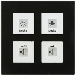MDT RF-GTT4S.01 KNX RF+ Funk Glastaster 4-fach - RF Funk Glastaster mit 4 Sensorflächen, LED-Statusanzeige und Temperatursensor. Ideal für moderne Smart Home Lösungen mit flexiblem Tasterbetrieb und Orientierungslicht.