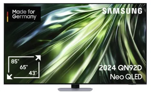 SAMSUNG GQ65QN92DATXZG 65 Zoll 4K Neo QLED TV - Fernseher mit beeindruckender QLED-Technologie für lebendige Farben und hohe Bildqualität, ideal für ein ultimatives Fernseherlebnis.