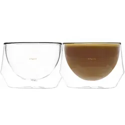KRUVE IMAGINE Kaffeetassen - Handgefertigte Doppelwandige Glastassen (Set aus 2) - Kaffee- & Teegläser, ideal für Latte Art und Espresso, aus hochwertigem Borosilikatglas, spülmaschinenfest und temperaturbeständig.