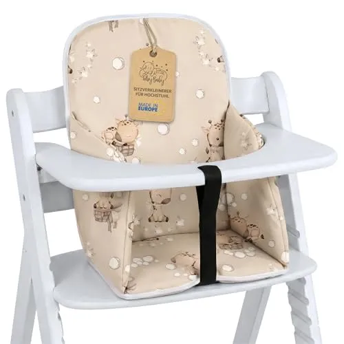 Sitzverkleinerer für Hochstuhl - Giraffen Design, kompatibel mit Hauck und Stokke - 🧸 [IDEAL FÜR BABYS] – Dieser Sitzverkleinerer bietet Komfort und Stabilität für Babys von 6 bis 36 Monaten. Rutschfeste Unterseite sorgt für einen sicheren Sitz. Pflegeleicht und einfach zu montieren – perfekt für Zuhause und unterwegs.