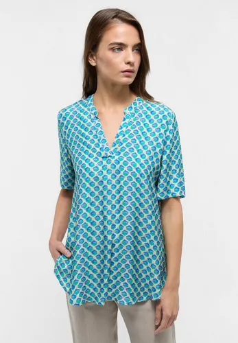 ETERNA Damen Tunika Loose FIT 1/2 azurblau - Blusen & Tuniken für Damen, mit Steh-Kragen und Faltendetail für einen eleganten Look, perfekt für den Alltag oder besondere Anlässe.