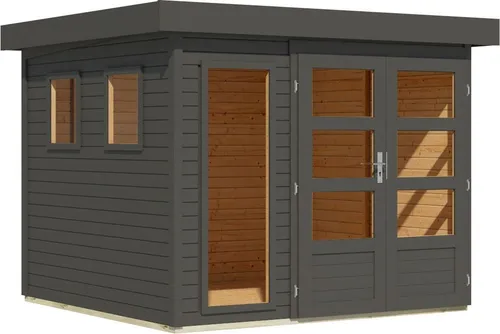 Karibu Gartenhaus Pentus 3,5 - Robust und einfach aufzubauen - Gartenhäuser: Hergestellt aus 19 mm starken Wandbrettern aus nordischer Fichte, bietet dieses Modell einen einfachen Aufbau und eine großzügige Grundfläche von 5,76 qm.