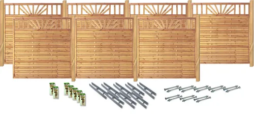 KONIFERA Sichtschutzelement FRISCO, Komplettset mit Zubehör, sonniges Design - Das FRISCO Sichtschutzelement aus druckimprägniertem Holz vereint Funktionalität und Stil. Ideal für die Gestaltung Ihres Gartens, bietet es sowohl Schutz als auch ein ansprechendes Ambiente.