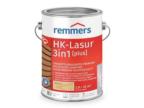 Remmers HK-Lasur 3in1 [plus] farblos, matt, 2,5 Liter - Beizen – Premium Holzschutzlasur für außen, kombiniert Imprägnierung, Grundierung und Lasur in einem, schnelltrocknend und umweltverträglich.