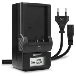 CELLONIC MH-23 Ladegerät für EN-EL9 EN-EL9A EN-EL9E kompatibel mit Nikon D3000 D40 D40x D5000 D60 Ladestation mit Display, Ladekabel, Akkuladeger... - Schwarz