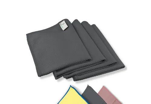 ELEXACLEAN Mikrofaser Fenstertücher Reinigungstücher (80% Polyester, 20% Polyamid (Mikrofaser), 30x40 cm, Set, 4-tlg., 40x30 cm, streifenfrei, fusselfrei, reinigt nur mit Wasser, ULTRA CLEAR compact)