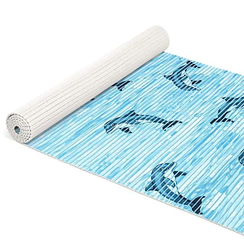 ANRO Weichschaummatte Badematte Bad Dusche WC Vorleger Teppich Antirutsch Badläufer Delfine Blau 100x65cm