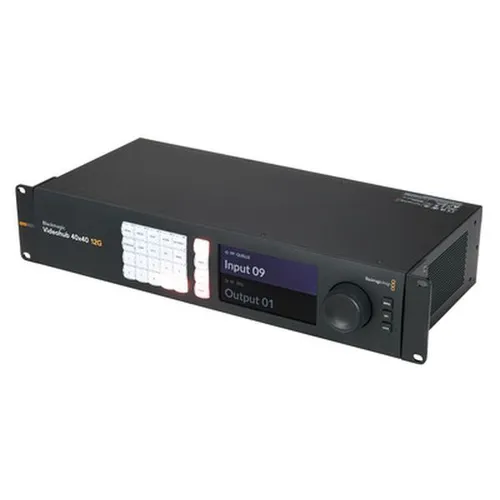 Blackmagic Design Videohub 40x40 12G - TV-Tuner & Videoaufnahmegeräte; latenzfreie Kreuzschiene für SD-, HD- und Ultra-HD-Videosignale, 40 Eingänge und Ausgänge, ideal für professionelle Videoanwendungen.