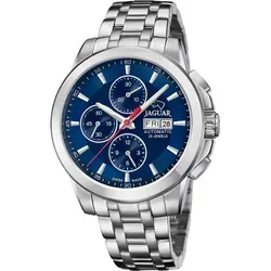 Jaguar J978/6 - Automatik Chronograph Herrenarmbanduhr in Silber - Elegante Herrenarmbanduhr mit Automatikwerk und dunklem Ziffernblatt. Hochwertiges Saphirglas und Edelstahlarmband bieten Langlebigkeit und Stil. Wasserdicht bis 10 bar, ideal für den täglichen Gebrauch.