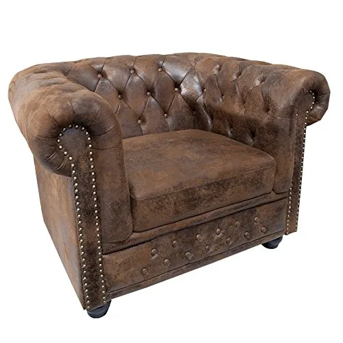 Riess-Ambiente Chesterfield Sessel 110cm antik braun - Einzelsessel mit elegantem Chesterfield-Design, Federkernpolsterung für optimalen Komfort, ideal für stilvolle Wohnzimmer.