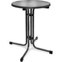 Beautissu Bistroni Klapptisch Ø60 cm Schwarz - Stabiler Klapptisch für Innen und Außen, ideal für Balkon oder Gastronomie. Einfach aufbaubar und platzsparend, mit robuster Tischplatte und pulverbeschichtetem Gestell für eine lange Lebensdauer.