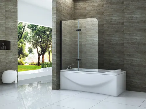 Alphabad Badewannenaufsatz Duschtrennwand DUO - schwarz 100 x 140 (Badewanne)