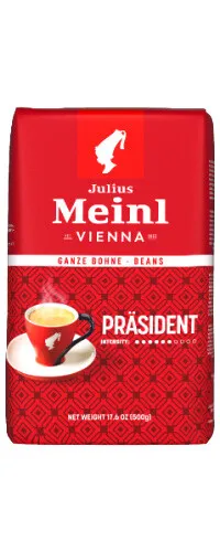 Julius Meinl Kaffee Präsident ganze Bohne 500 g - Kaffee mit intensivem Aroma und feiner Crema, ideal für Kaffeeliebhaber, die das Besondere schätzen.