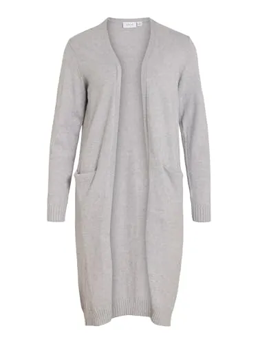 VILA VIRIL LONG L/S KNIT CARDIGAN - NOOS - Damen Strickjacke in knielanger Form aus weichem Feinstrick, lässig geschnitten mit V-Ausschnitt und praktischen Eingrifftaschen. Ideal für einen femininen Look.