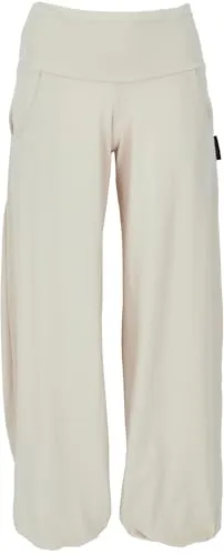 GURU SHOP Yogahose aus Bio-Baumwolle - Pluderhose in Sand für Damen, Size:S - Yoga-Hosen für Damen, aus nachhaltiger Bio-Baumwolle mit leichtem Elasthan für optimalen Komfort und Bewegungsfreiheit, ideal für Yoga und Freizeit.