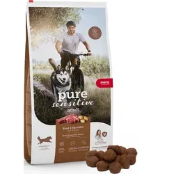 mera Pure Sensitive Fresh Meat Rind & Kartoffel Trockenfutter für Hunde | Getreidefreies Hundefutter für sensible Hunde - Hundefutter mit 40% Frischfleisch, speziell für sensible Hunde entwickelt. Getreidefreie Rezeptur mit Rind und Kartoffeln, minimiert Nahrungsunverträglichkeiten.