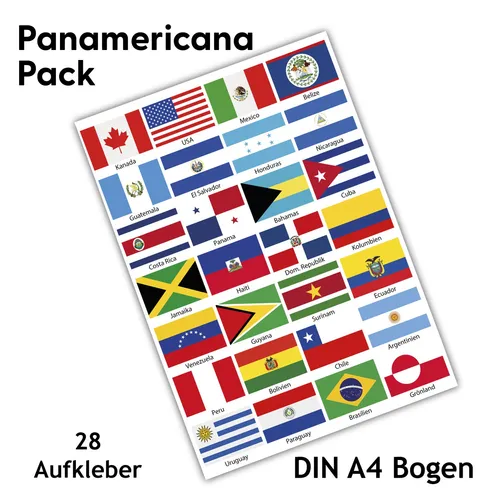  Länderfahnen Flaggen Aufkleber Set "Panamericana" Fahrrad Auto Motorrad R108 28