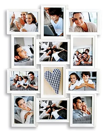 Levandeo® Bilderrahmen Collage für 12 Fotos 13x18 - Bilderrahmen Collage in Weiß, ideal für 12 Fotos im Format 13x18 cm. Vielseitig im Quer- oder Hochformat aufhängbar, verleiht deinem Zuhause eine edle Note.