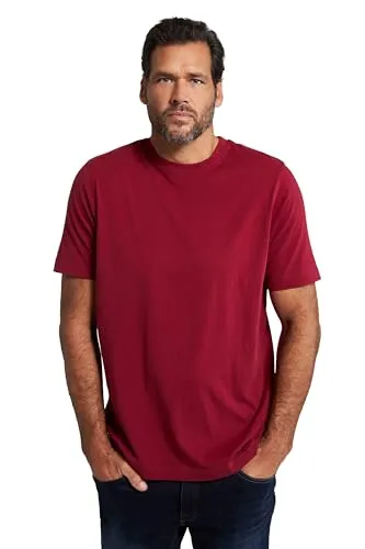 JP 1880 Herren große Größen Übergrößen Menswear L-8XL T-Shirt, Basic, Rundhals, gekämmte Baumwolle dunkelrot 7XL 702558540-7XL