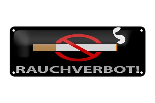 Blechschild Hinweis 27x10 cm Rauchverbot schwarzes Deko Schild