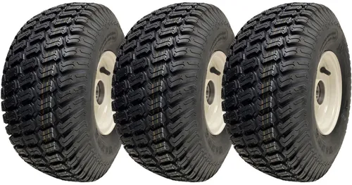 15x6.00-6 Grass Lawnmower Wheels Tyres Fitted on Rims 20mm Bearings (Set of 3)