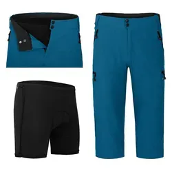 Fahrradhose PORVOO Capri Herren 3/4 Radhose mit gepolsterter Innenhose - Robuste und elastische Fahrradhose in Saphir blau, ideal für den sportlichen Einsatz. Die gepolsterte Innenhose sorgt für zusätzlichen Komfort während längerer Fahrten.