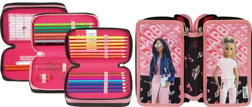 Scooli Tripledecker Schüleretui Barbie - Federmäppchen mit coolem Barbie Design - bietet viel Platz für Stifte und Utensilien, ergonomisch geformt und robust für den Schulalltag.