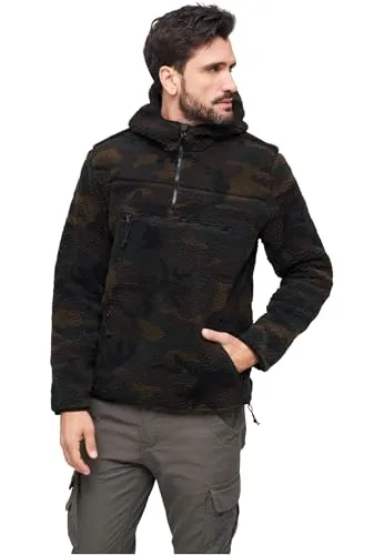 Brandit Teddyfleece Worker Pullover in Woodland, Größe: 4XL - Kapuzenpullover für Herren mit hochflorigem, warmem Teddy-Fleece und atmungsaktivem Innenfutter - ideal für kalte Tage mit hohem Tragekomfort und praktischen Taschen.