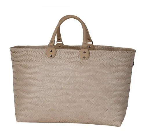 Handed By Einkaufskorb Shopper Dune Caffè Latte (M) - Stylischer Einkaufskorb aus PP und PU Kunstleder, ideal für umweltbewusste Einkäufe – praktisch und langlebig für den täglichen Einsatz.