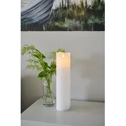 Sirius Home A/S LED-Kerze Sara flackernde Flamme 7,5cm Durchmesser wiederaufladbar weiß, 3D Flamme weiß Ø 7.5 cm x 30 cm