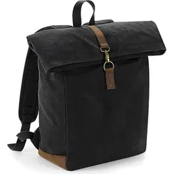 Quadra QD655 Rucksack Heritage Waxed Canvas - Daypack aus 100% gewachstem Baumwoll-Canvas, ideal für Laptops bis 15,6'' mit stilvollen Lederakzenten und sicherem Reißverschluss.
