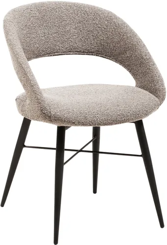Esszimmerstuhl OMG DESIGN "Marley", braun (toffee, schwarz, toffee), B:60cm H:85cm T:60cm, Stühle, Esszimmerstuhl, mit modernem Cut-Out, Bouclé Bezug