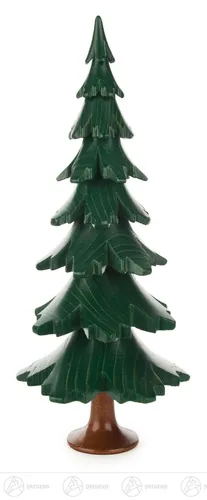 Erzgebirge Holzbaum grün lasiert 24 cm - Schöner Dekobaum aus Holz in grün, ideal für festliche Anlässe. Ein Blickfang für Wohnzimmer, Küche und Schlafzimmer – handgefertigt aus Deutschland!