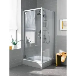 Kermi IBIZA 2000 Seitenwand / Seitenwand verkürzt auf Badewanne I2 TWO 1750 BV: 670-700 Silber Mattglanz ESG klar Clean