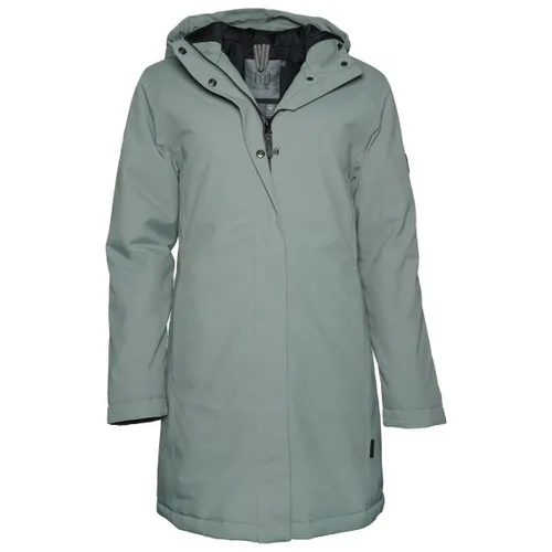 Elkline Women's Maike Mantel Gr 44 türkis/grau - Wasserdichter Winterparka in Türkis/Grau, ideal für den Alltag. Mit 2-Wege Front-RV, winddicht und isolierend – perfekt für kalte Tage. Hergestellt aus recyceltem Material und PFC/PFAS-frei.