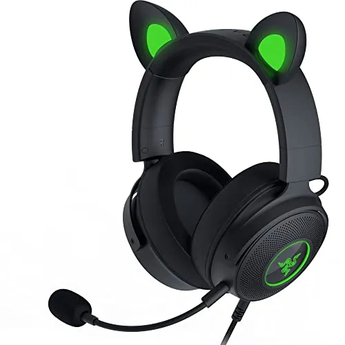 Razer Kraken Kitty V2 Pro - Kabelgebundenes RGB-Headset mit TriForce Titanium 50mm-Treibern, austauschbaren Ohren und reaktiver Beleuchtung für individuelles Gaming-Streaming