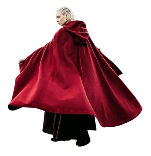 Leonardo Carbone® Unisex Mittelalter Wollumhang mit Stickerei Alma - Kostüm-Outfits für Erwachsene, hochwertiger Wollumhang mit handgenähter Stickerei, ideal für Mittelalter-Events und Cosplay, wasserabweisend und komfortabel.