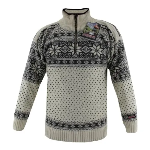 HomeOfSocks Original Norweger Pullover für Herren aus 100% Schurwolle (Weiß, M) - Klassischer Norweger Pullover für Herren aus 100% Schurwolle, ideal für die kalte Jahreszeit. Hochwertige Verarbeitung und stylisches Design sorgen für warmen Tragekomfort und eine perfekte Passform.