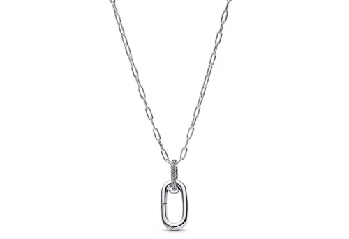 PANDORA Damen-Halskette 925 Silber 50 cm - Ketten für Damen mit funkelndem Zirkonia-Anhänger, eleganter Karabinerverschluss und stilvolles Design für jeden Anlass.