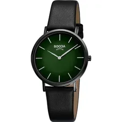 Boccia 3273-14 Damenuhr Titan Schwarz - Armbanduhren, stilvolle Damenuhr aus Titan mit elegantem schwarzen Lederband und hautfreundlichem Design für optimalen Tragekomfort.