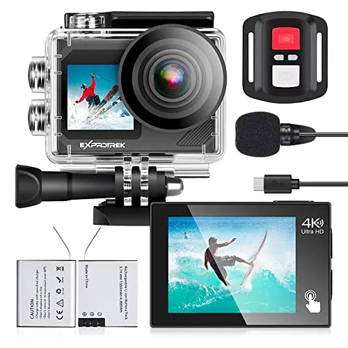 Action Cam 4K Ultra HD - 30m wasserdichte Unterwasserkamera mit WiFi - Camcorder für Sport- und Outdoor-Aktivitäten, ideal für Unterwasserforschung mit 170° Weitwinkel und 90 Minuten Akkulaufzeit.