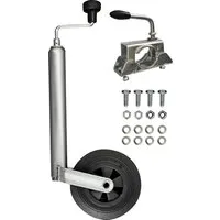 Stema Stützrad-Set mit Kunststofffelge - Zubehör für Autoanhänger, ideal zum bequemen Rangieren mit einer Stützlast von bis zu 150 kg und umfassendem Befestigungszubehör.