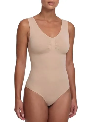 creamy fabrics Damen Shapewear Bodysuit mit Slip – Tank Body für starke Kompression - Starke Kompression für eine elegante Silhouette: Der nahtlose Tank Bodysuit mit Slip-Rückenteil sorgt für ein optimales Tragegefühl. Breite Träger und Druckknopfverschluss bieten zusätzlichen Komfort – perfekt für jeden Anlass.