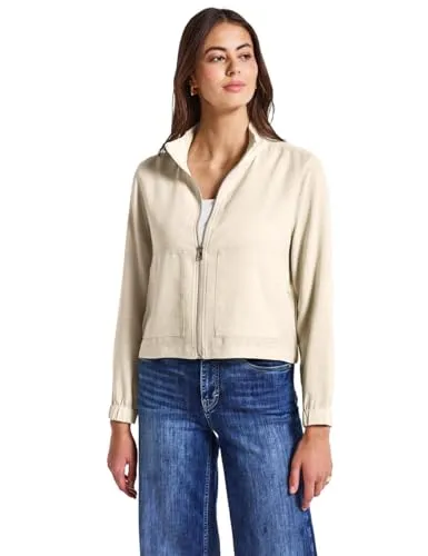 Street One Damen Melange-Look Jacke - Elegante leichte Jacke mit Stehkragen und praktischen Seitentaschen. Der Materialmix mit Stretch sorgt für optimalen Tragekomfort und Bewegungsfreiheit. Ideal für den Alltag!','category':'Mäntel & Jacken
