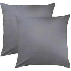 Traumschlaf Edel-Linon Kissenbezüge 2er Set 2x 40x40 cm | anthrazit - grau