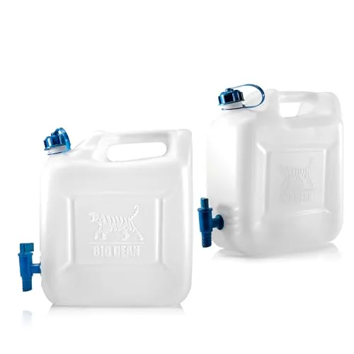 BigDean 12L Trinkwasserkanister mit Hahn - Wasserbehälter & -kanister, lebensmittelecht und bruchsicher, ideal für Camping und Reisen, temperaturbeständig von -20 bis +70 Grad Celsius.