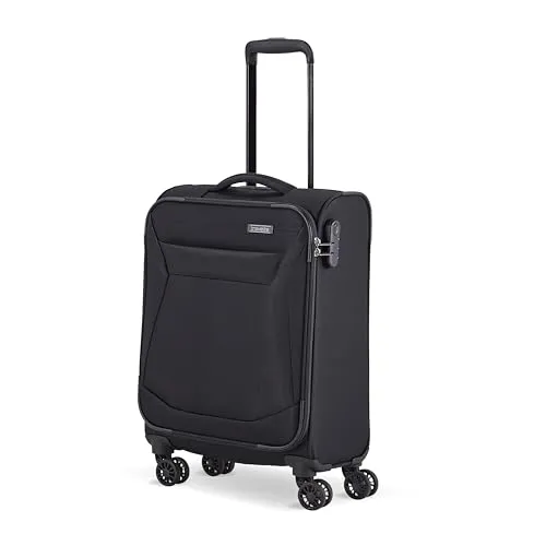travelite Chios Trolley 55 cm - Schwarz, 4 Rollen, handgepäcktauglich mit TSA-Zahlenschloss und praktischem Innenlayout für stressfreies Reisen