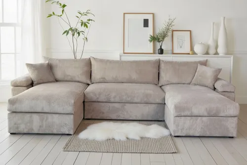 OTTO home Wohnlandschaft Cosy U-Form, 309 cm, mit Sandwich-Federkern - Geräumige Wohnlandschaft mit festem Sitzkomfort für stilvolle Gemütlichkeit. Ideal für modernes Wohnen, unterstützt durch elegante Dekorationsmöglichkeiten. Entdecke Komfort und Design vereint in einem Möbelstück.