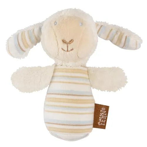 Fehn Mini-Rassel Schaf – Mini-Greifling zum Rasseln, Fühlen, Spielen mit kuschelweichem Stoff-Tier – ein treuer Begleiter für Babys und Kleinkinder ab 0+ Monaten