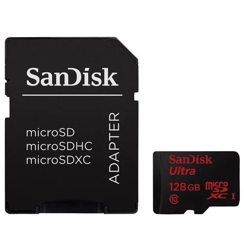 SanDisk Ultra 128GB micro SDXC Speicherkarte Class10 - Hochgeschwindigkeits-Speicherkarte mit 128 GB Kapazität, ideal für schnelle Datenübertragungen und zuverlässige Speicherung von Fotos und Videos.